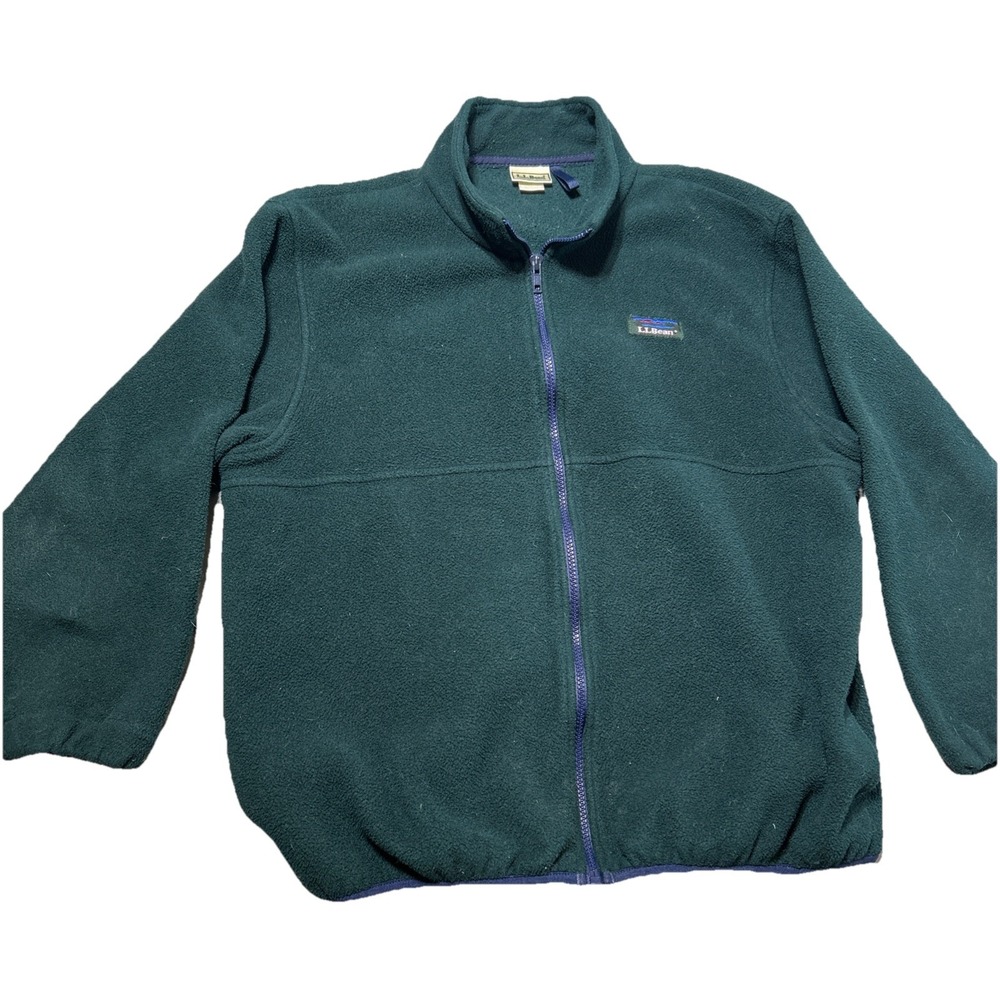 Vintage LL Bean  Fleece Full Zip Made In USA Women's Large L Green